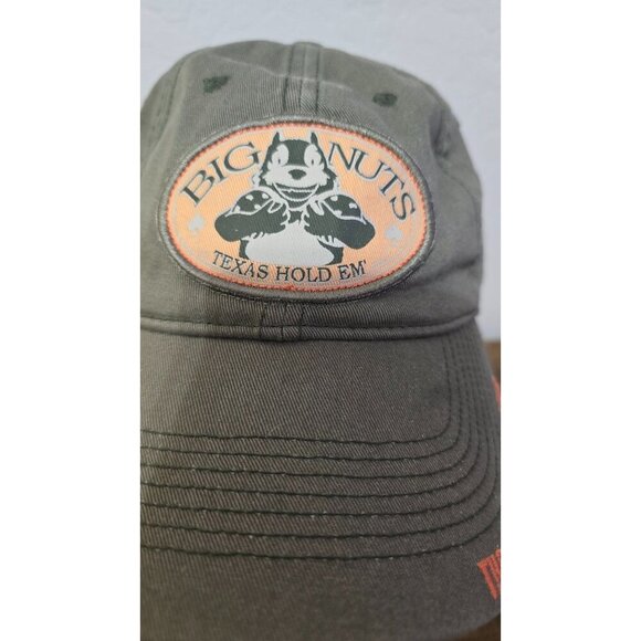 Big Nuts Texas Hold Em Adjustable Baseball Cap WPT Logo Olive Green Cotton Hat - Picture 4 of 11